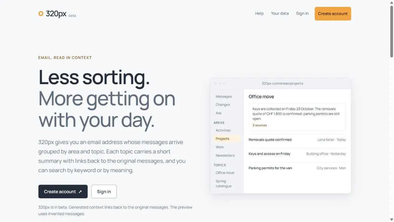 Homepage of 320px