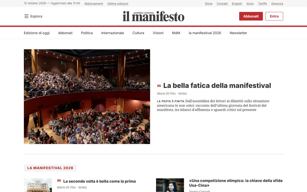 Homepage of ilmanifesto.it